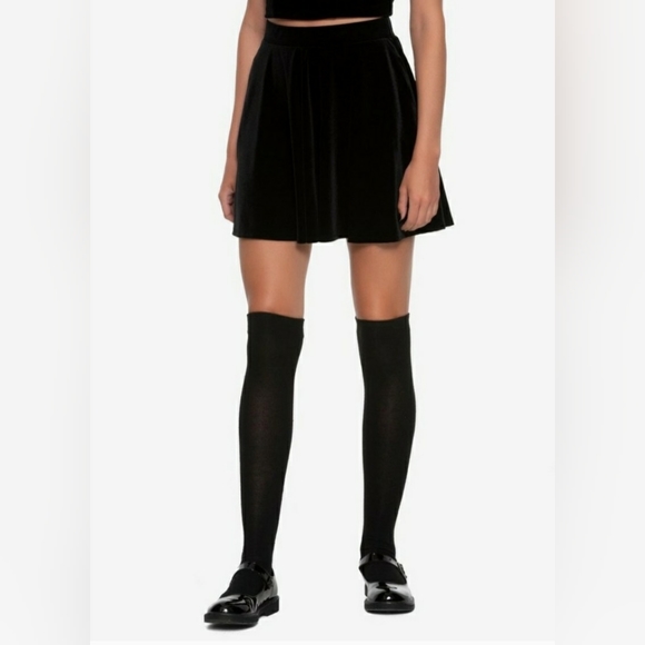 Hot Topic Skirts Hot Topic Black Velour Skater Skirt Poshmark